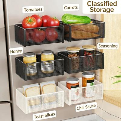 Refrigerator Magnetic Absorption Storage Rack, Made of Carbon Steel Material, Multifunctional Creative Storage Basket