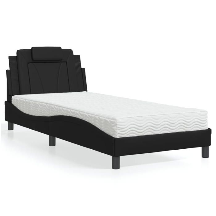 VidaXL Lit avec Matelas, Lit Rembourré avec Coussin de Tête de Lit, Lit Simple, Lit Adulte, Meuble de Chambre à Coucher 3208761