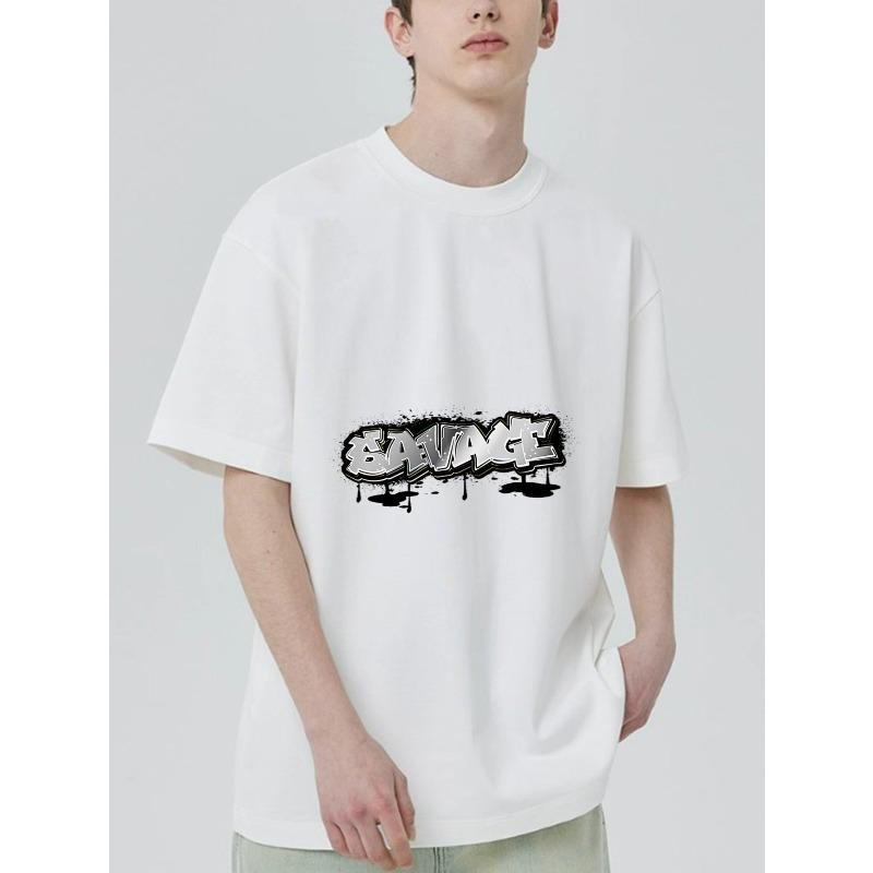

Savage Graphic Print T Shirt Black Streetwear Graffiti Style Urban Fashion Casual Wear XXXXL белый