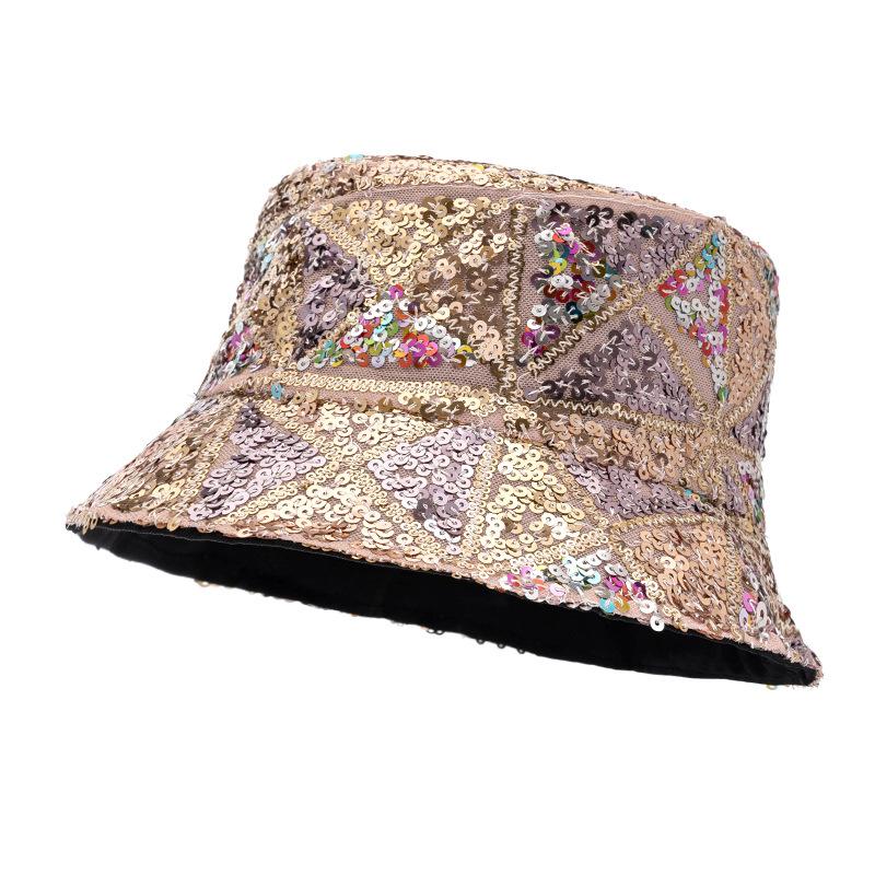 Color Sequins Fisherman Hat Women's Bucket Hat Foldable Basin Hat