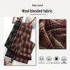 Women's Winter Plaid Wool High-Waisted Straight-Leg Cashmere Pants - Slimming, Loose, and Stylish