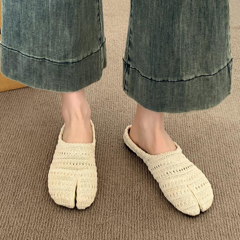 Niche Woven Pig's Trotters and Half Slippers for Women's Outer Wear 2025 New Models with Skirts and One Pedal Bag Head Slippers