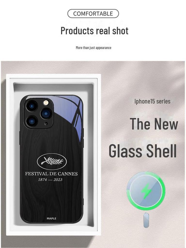 Suitable Apple iPhone 13, 12 Mini, 11, 14/15 Silver Cannes Wood Grain Magnetic Anti-Drop Case