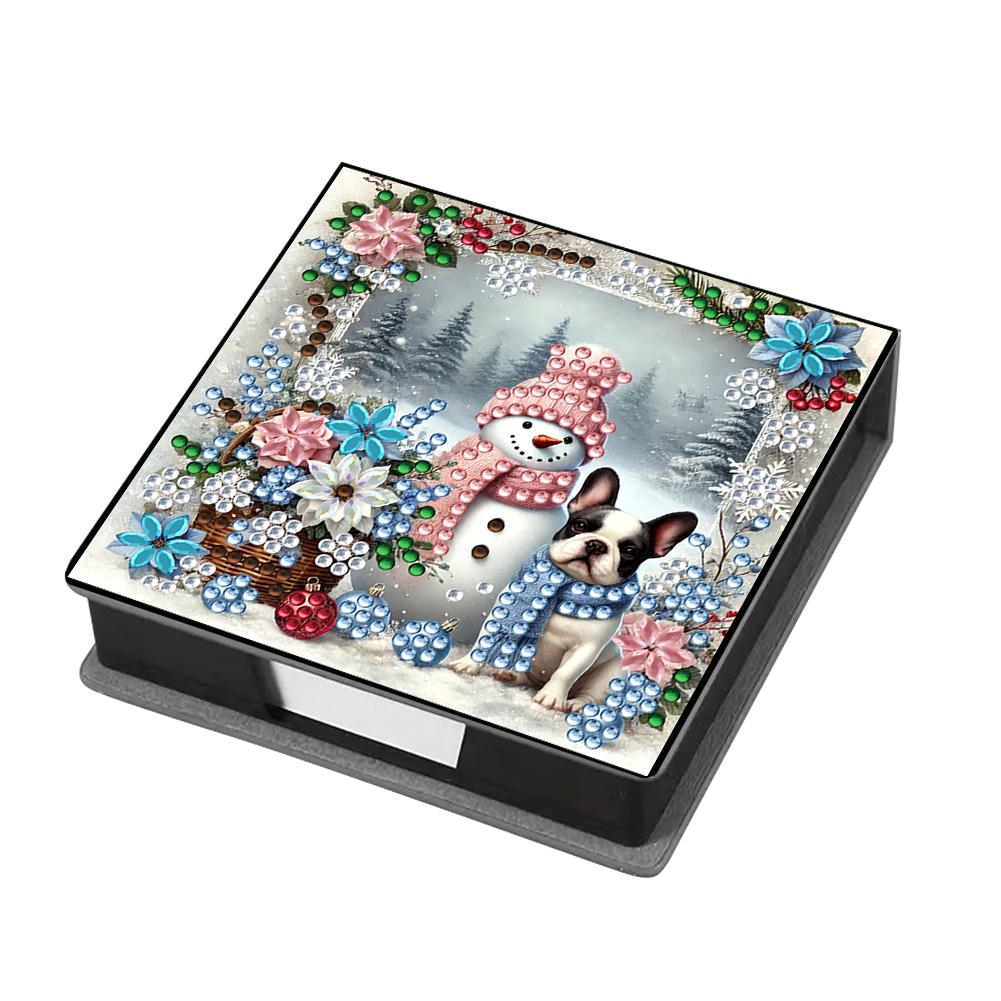 DIY Rhinestones Leather Gem Art Sticky Note Holder with 160 Sheets Paper Diamond Art Note Box Mosaic Kit for Desktop Decoration