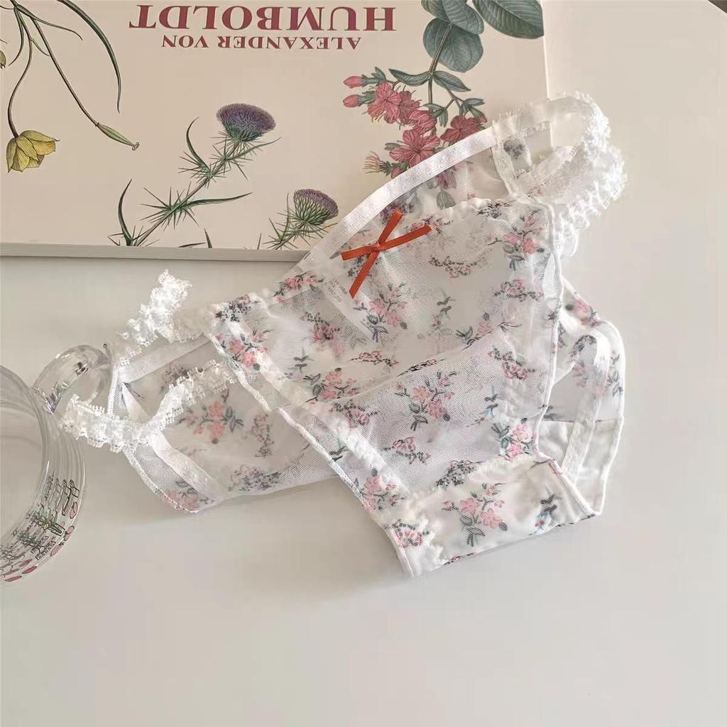 Women's Low-Waist Sexy Mesh Lace Floral Panties