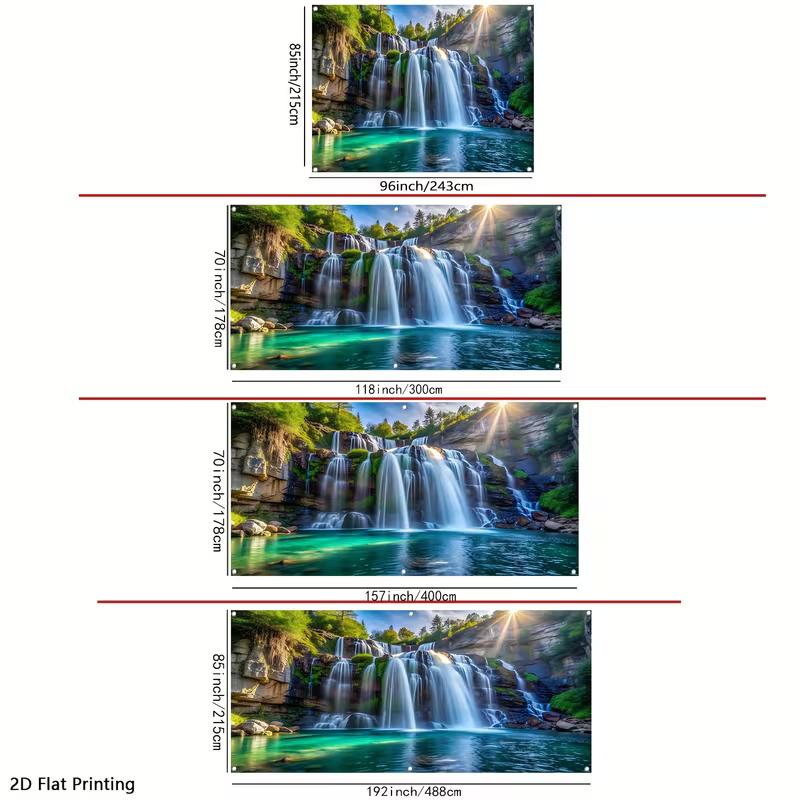 2D Turquoise Lake Waterfall Garage Banner Outdoor Holiday Decoration