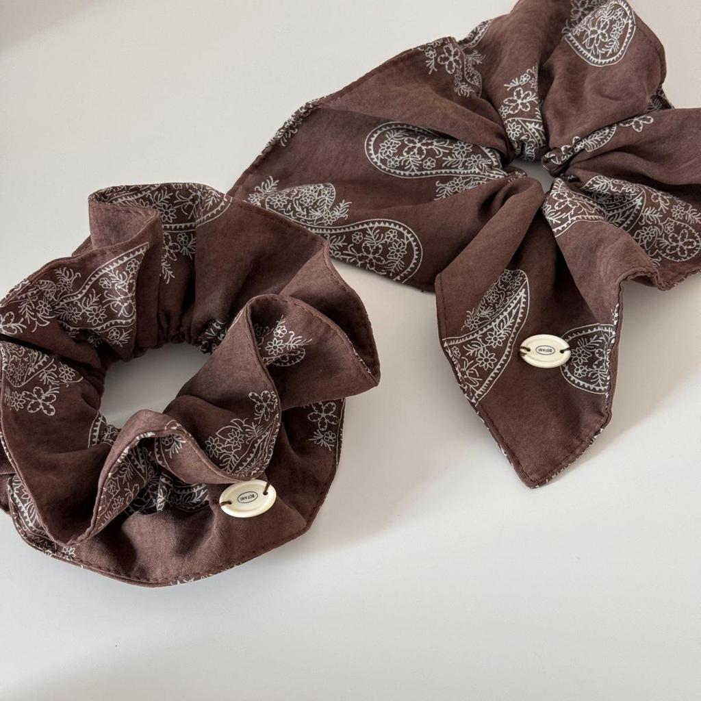 Korean Retro Elegant Cashew Flower Scarf Hair Tie - Durable, Elastic, High-Quality Rubber Band