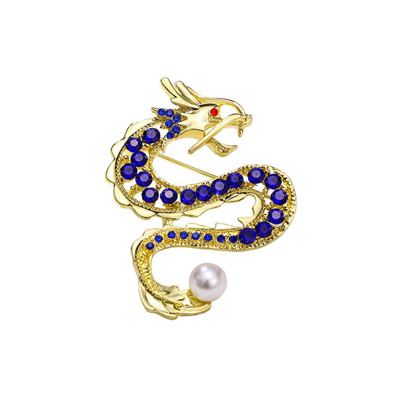 Retro Oil Drip Cartoon Dragon Shape Brooch Zodiac Personality Suit Coat Accessories Pin Jewelry