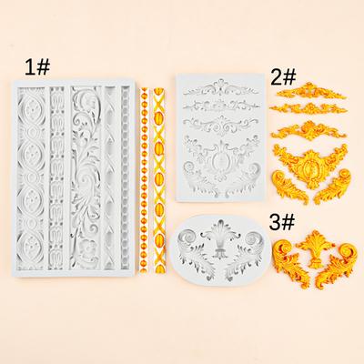 3 STKS/SET DIY Europese Reliëf Taartrand Siliconen Vorm Frame Fondant Taart Decoratie Gereedschap Reliëf Snoep Chocolade Vorm
