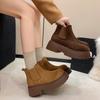Leather thick-soled frosted Chelsea boots women's winter new retro velvet warm short boots Martin boots children