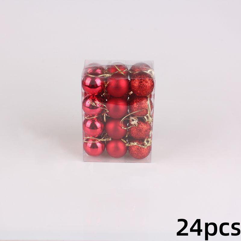 

24шт Рождественский шар Пластиковый яркий шар Рождественские цветные шары Рождественская елка Декоративный шар 24-pcs красный