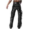 Pantaloni da Cowboy Occidentali da Uomo in Ecopelle con Frange, Lati Tagliati, Zip, Frange