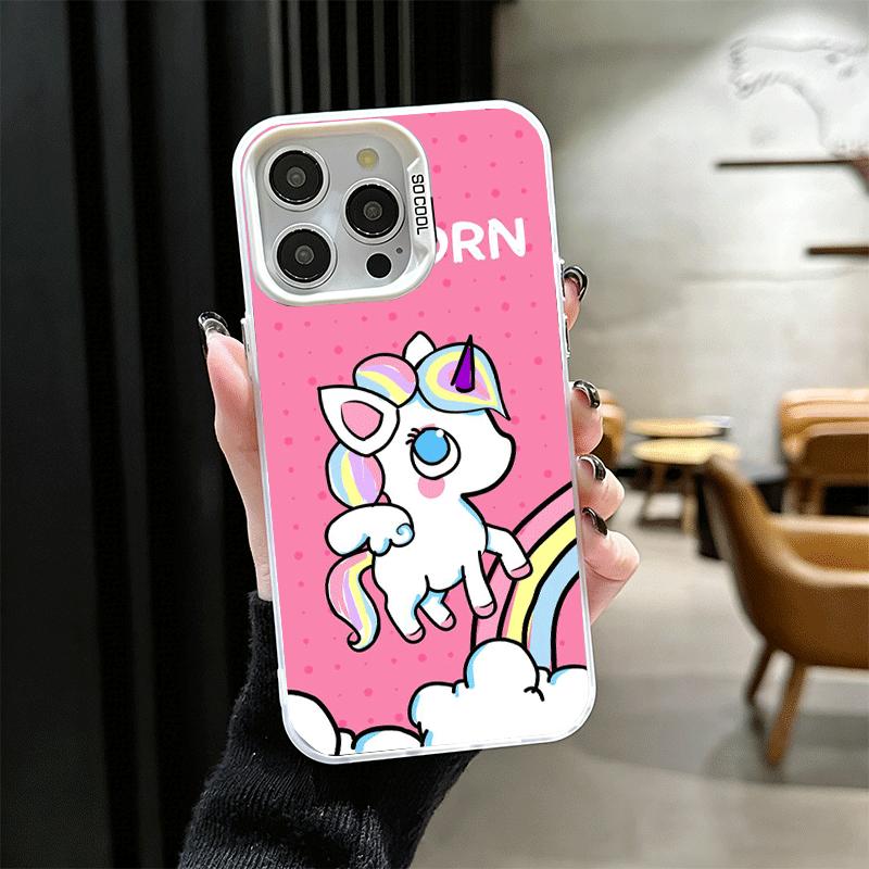 Pink Unicorn Rainbow Shockproof Phone Case for iPhone 17 Air 16 16E 15 Pro Max 14 Plus 13 Mini 12 Back Cover Anti Fall Fundas