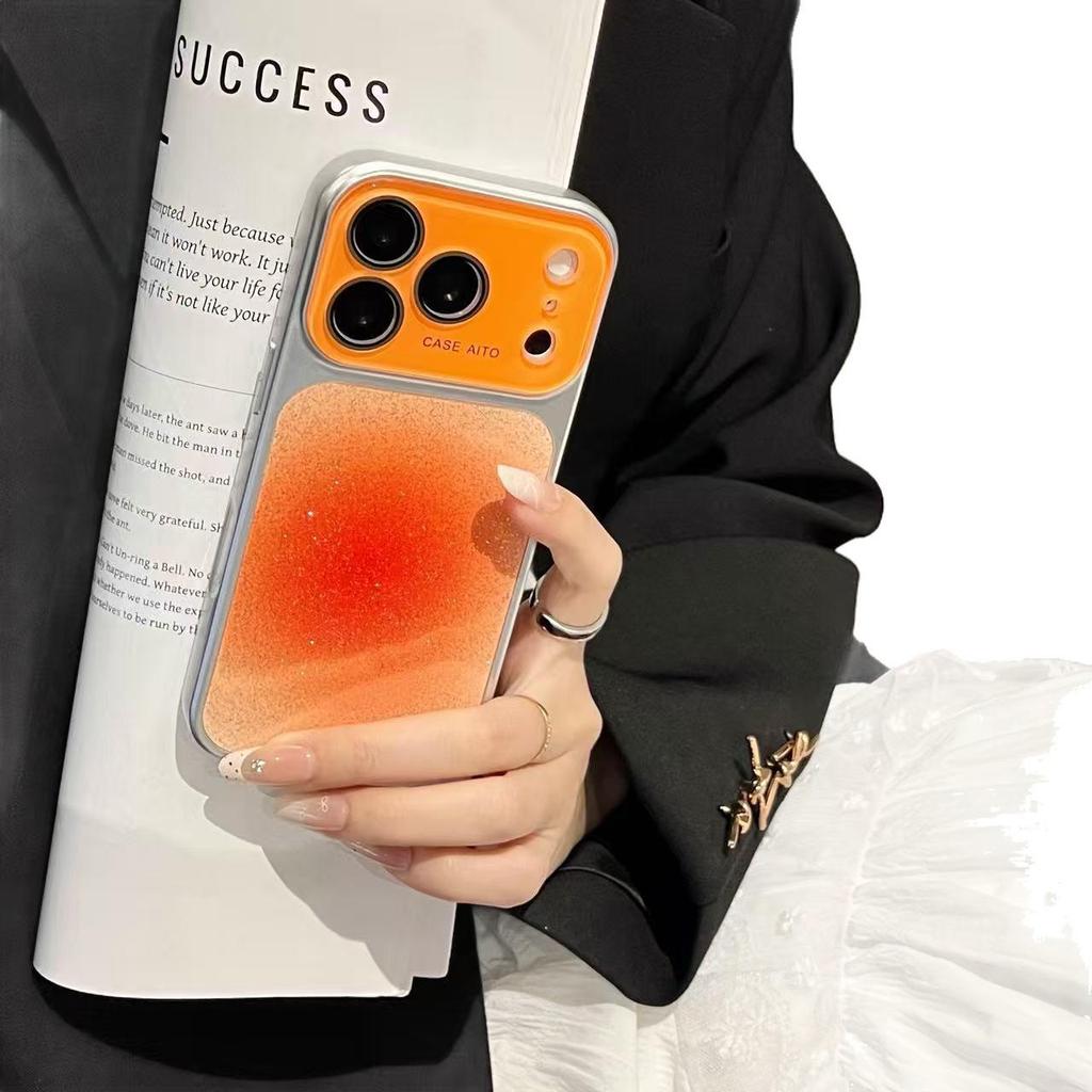 Gradient Glitter iPhone 17 Pro Max Case with Lens Film and Large Window