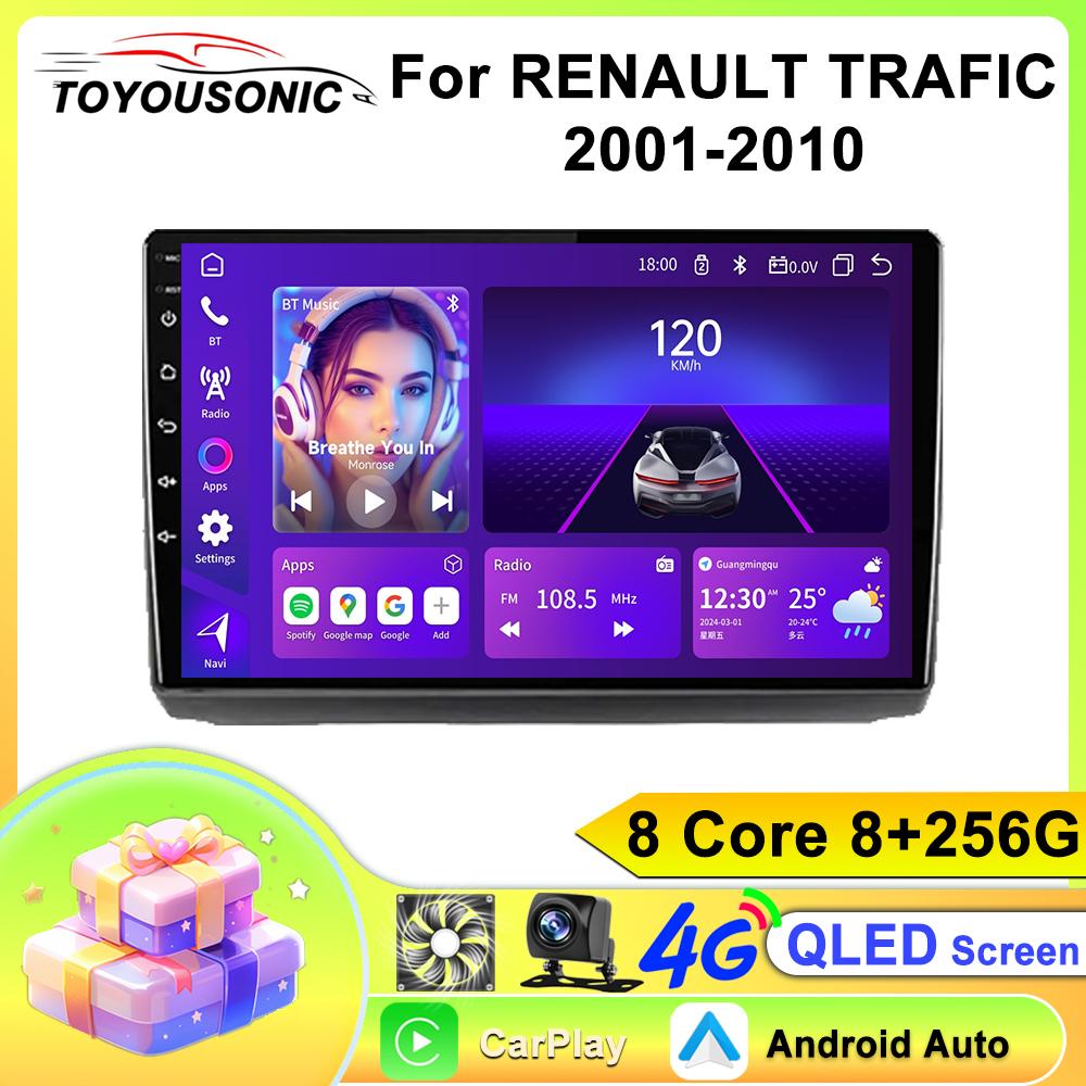 Toyousonic Car Video Player for RENAULT TRAFIC 2001-2010 GPS Navigation Built-in Dsp Carplay Autoradio Android Head Unit