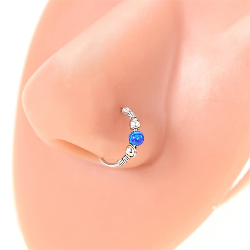 

1 шт. персонализированное опаловое носовое кольцо для мужчин и женщин, нержавеющая сталь водонепроницаемая, антиаллергенные украшения, повседневная одежда для вечеринок A