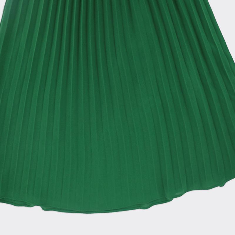 Damski dekolt w kształcie litery V, rękaw bąbelkowy, plisowany, jednolity kolor, szczupły temperament, długie sukienki