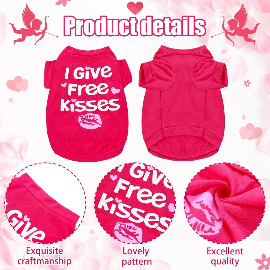 Weewooday 5-Piece Small Dog Girl Shirts - Heart Pajamas for Chihuahua, Yorkie, Bulldog & Schnauzer - Breathable Cotton Shirts (Small)