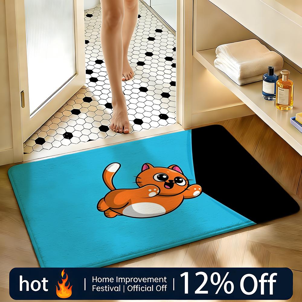 Peeking Cat Floor Mat Home Decor Doormat Bedroom Floor Mat Shower Carpet