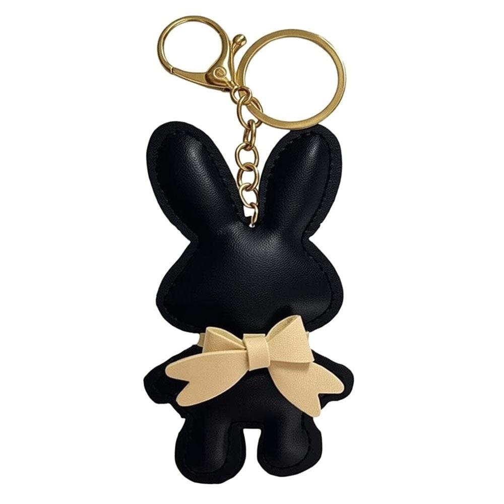 Bow Decoration Key Holders PU Leather Bag Pendant New Bunny Keychain Gift