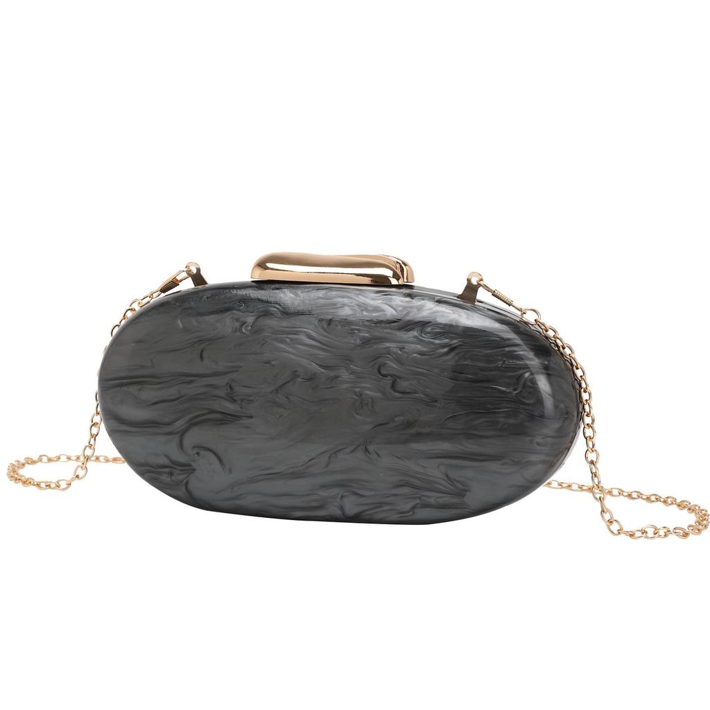 2024 Women's Oval Shell Acrylic Evening Bag with Chain Strap