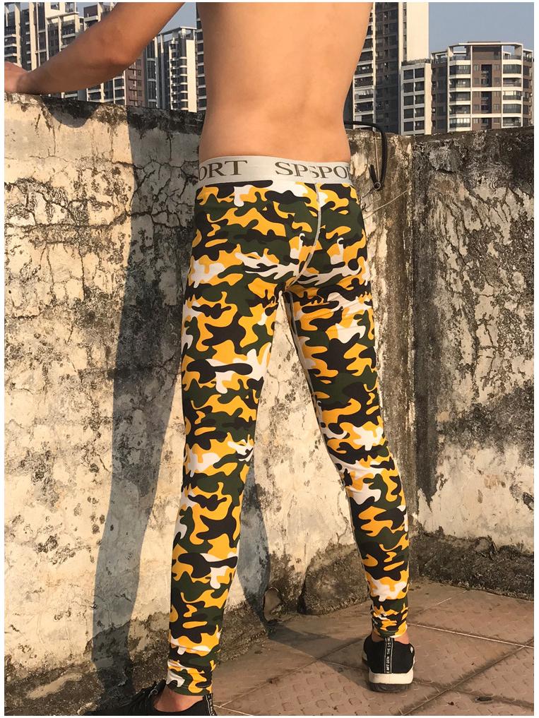 Men's Striped Camouflage Cotton Long Johns - Warm Autumn/Winter Underwear Pants
