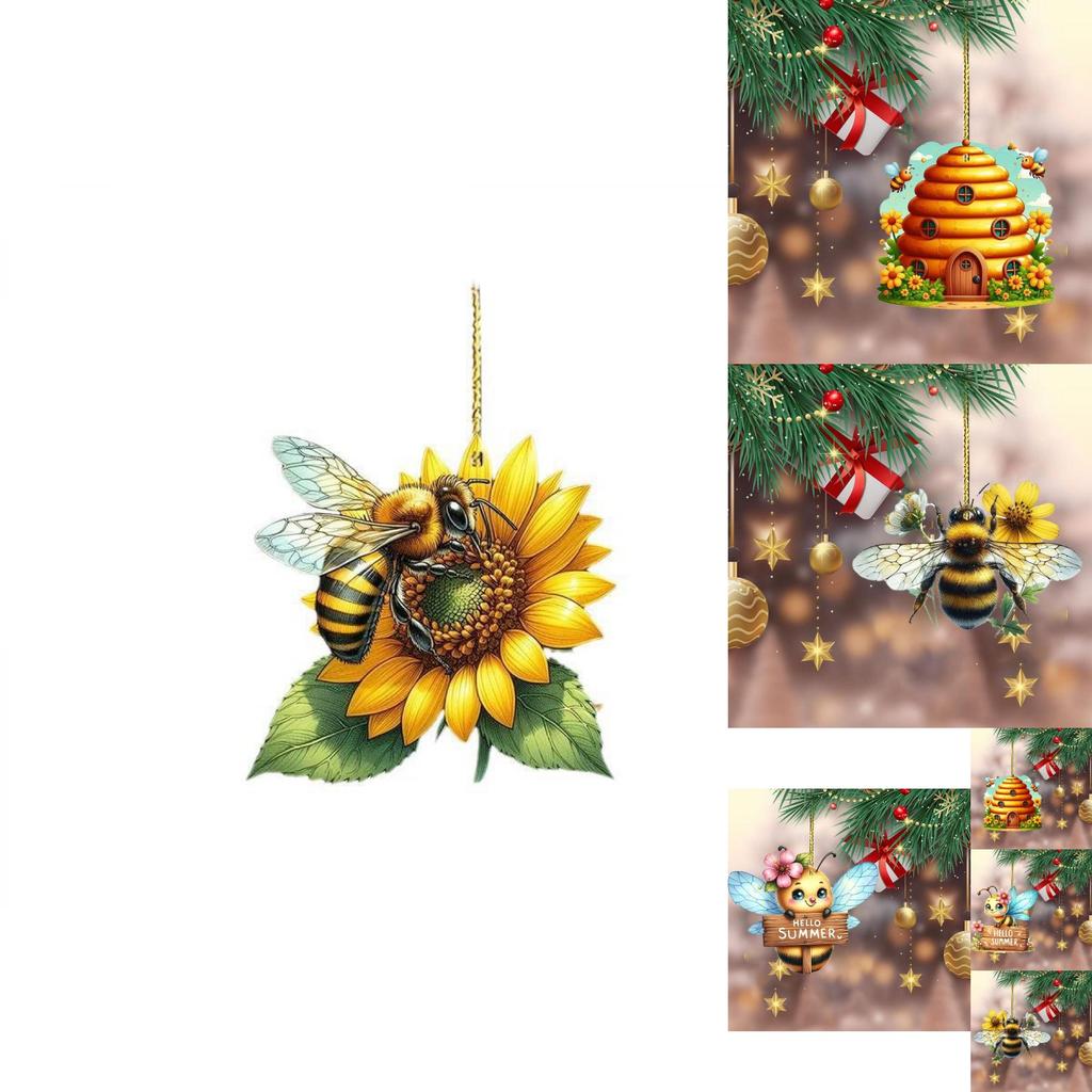 Adorable Acrylic Bee Rearview Mirror Hanging Ornament For Car Interior Decoration