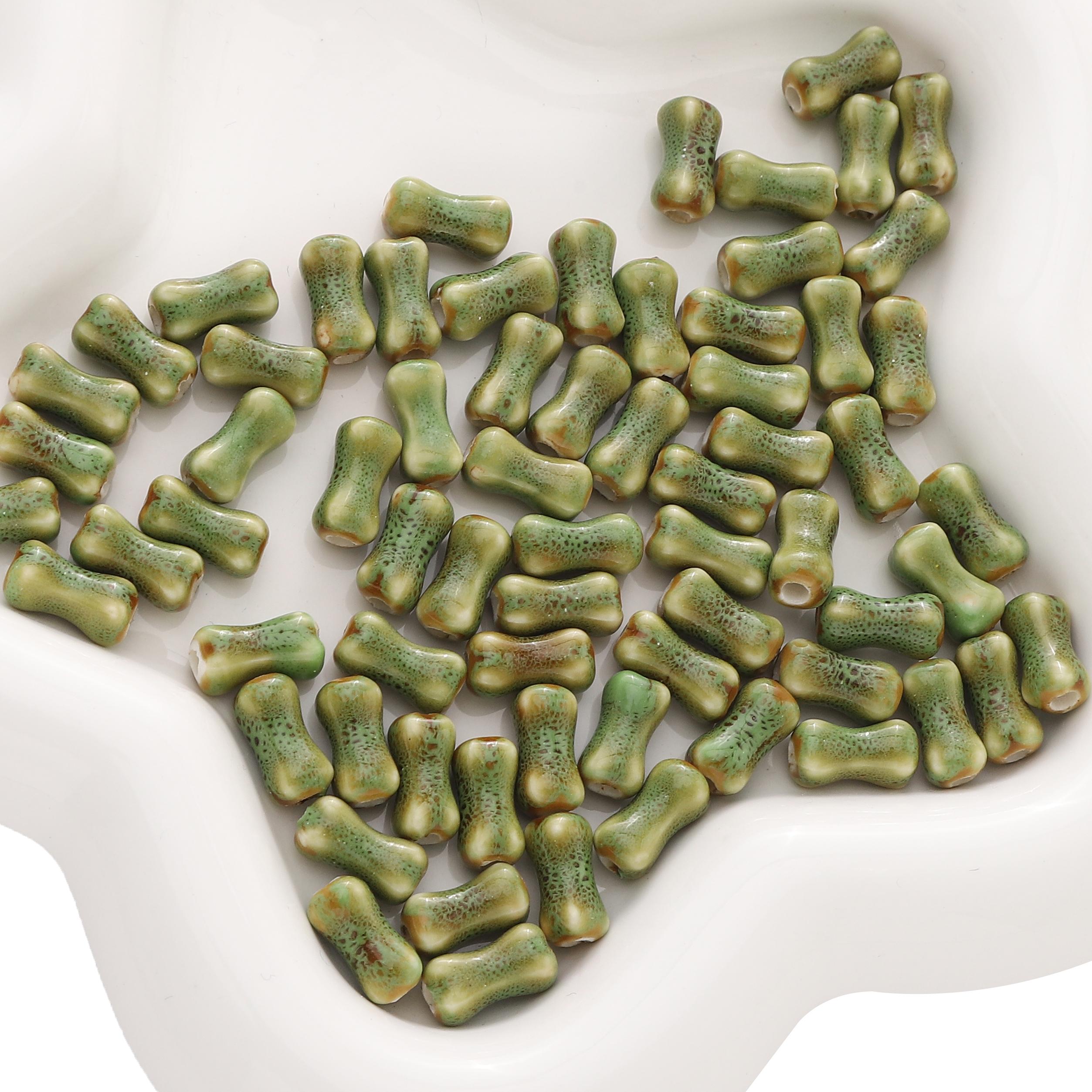 

2-10 шт. Керамические бусины ручной росписи костяной интервал разбросанные бусины для самостоятельного изготовления браслетов ожерелий ювелирных изделий 2pcs оливковый