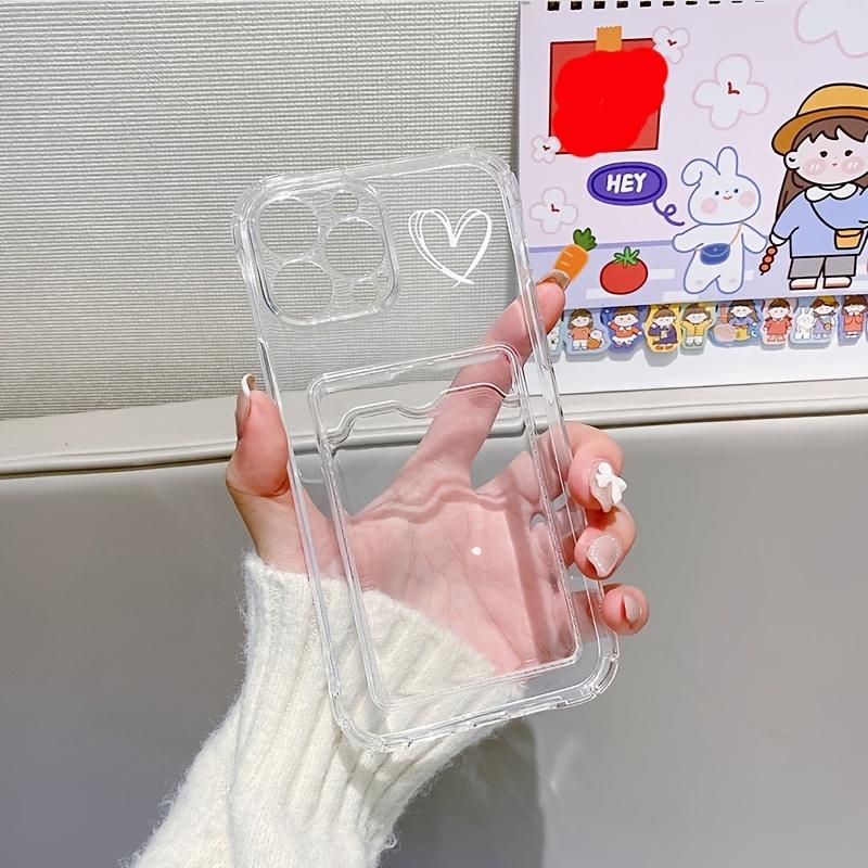 For iPhone 16 15 Pro Max Case White Big Love Heart Clear Phone Cases For iPhone 14 13 12 11 XS XR 7 8 Plus Wallet Card Bag Cover