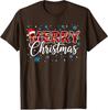 Funny Merry Christmas Buffalo Plaid Santa Hat Unisex Women TShirt Xmas Costume Novelty Gift Festive Santa Hat and String Lights