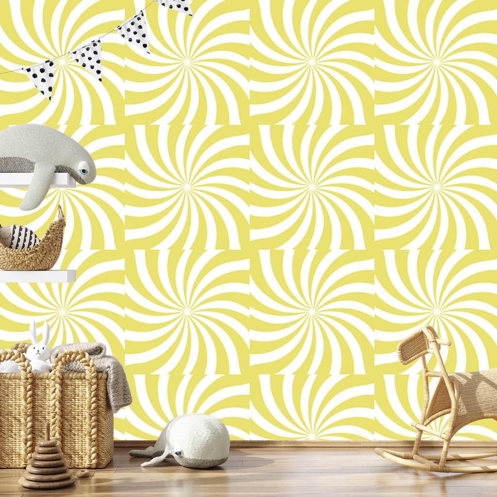 Hippie Background Wallpaper Cream, White and Yellow for Living Room and Bedroom 50x1000