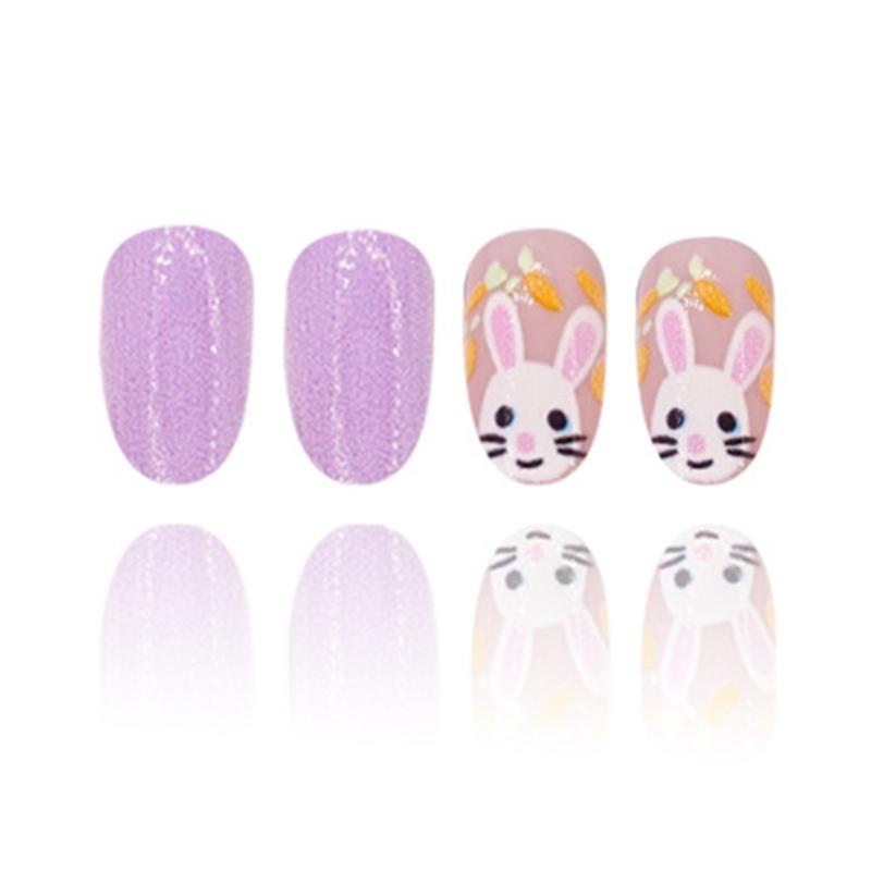 Almond Press On Nail Easter Fake Nail Stick On Nail In 12 Sizes,24 Pcs French Nail Tips for DIY Nail Art Decorations