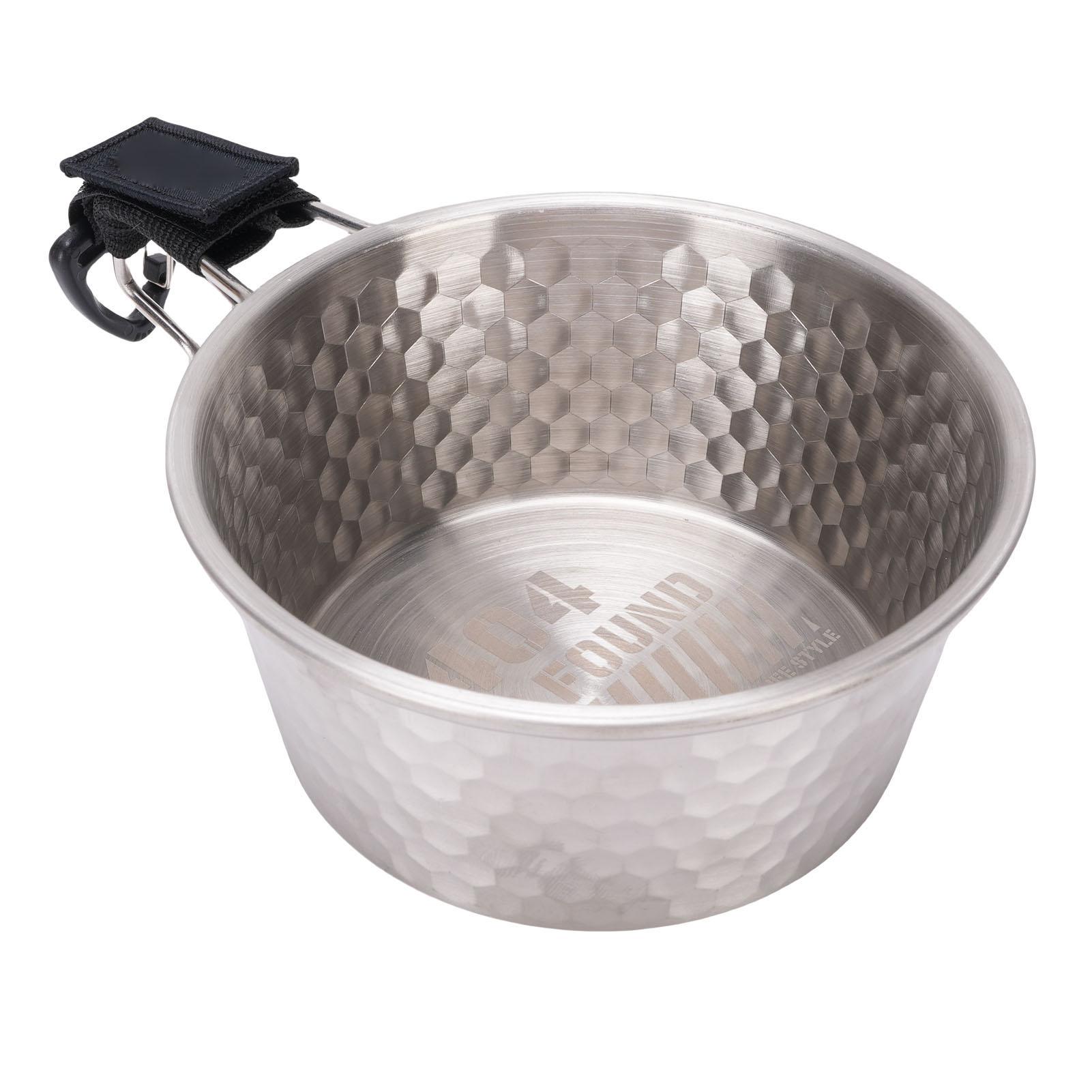 

Camping Bowl with Handle 304 Stainless Steel Portable Outdoor Rice Bowl Camping Tableware for RV