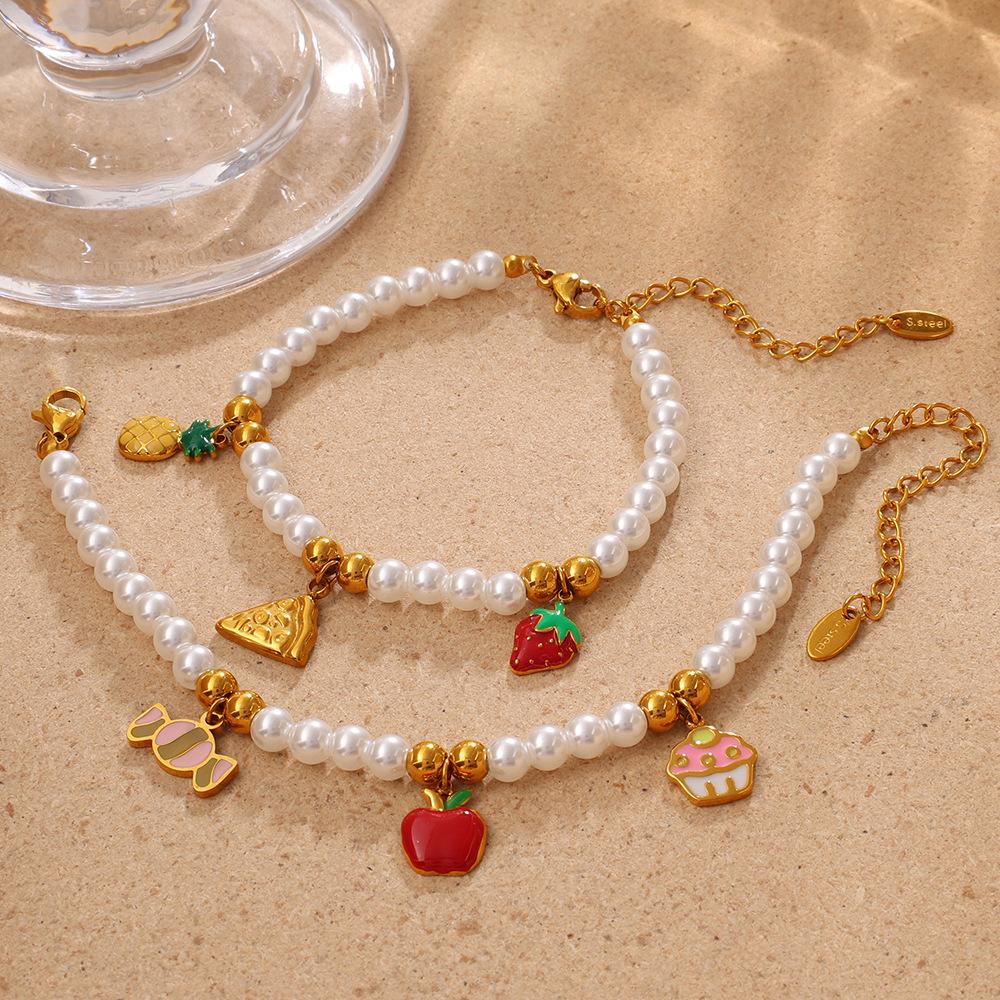 European and American fruit pendants, imitation pearl necklaces, bracelets, sweet dripping oil, strawberry cherries, decorative jewelry sets