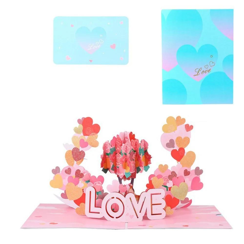 Creative Paper 3D Pop Up Card 3D Design Romantic Style Love Postcard Greeting Card Mothers Day
