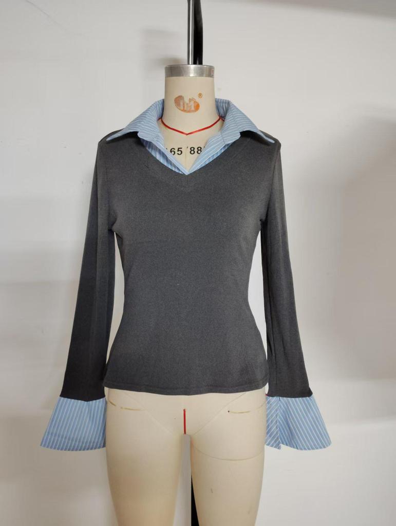 Women's Long-Sleeve Two-in-One Fashion Shirt