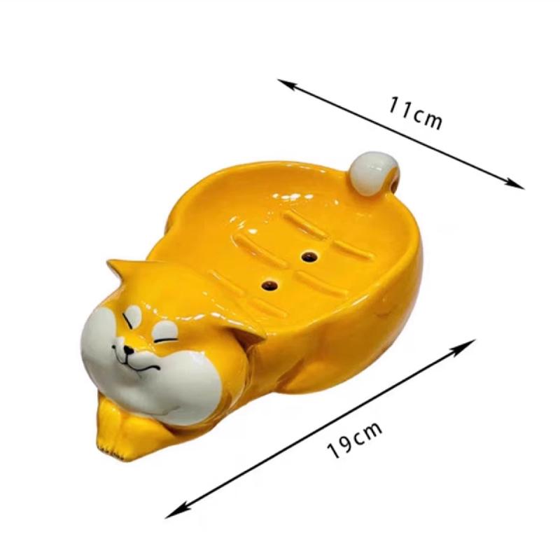 

Керамическая мыльница сиба-ину, мыльница, креативная мультяшная полка, полка для слива унитаза, креативные декоративные аксессуары для ванной комнаты, новые
