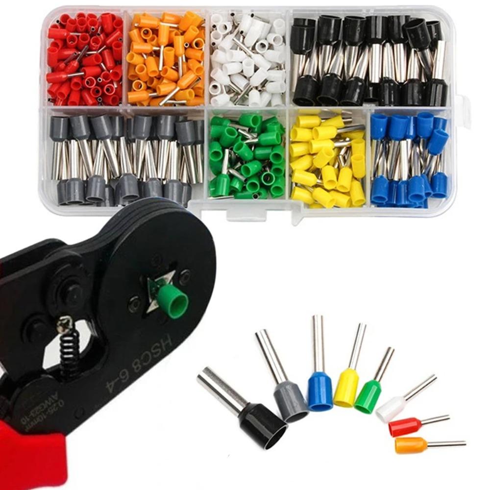 400Pcs Insulated Wire Connectors Set Crimp Terminal Caps Cold Press Electrical E0508 7508 1008 1510 2512 4012 for Safe Splicing