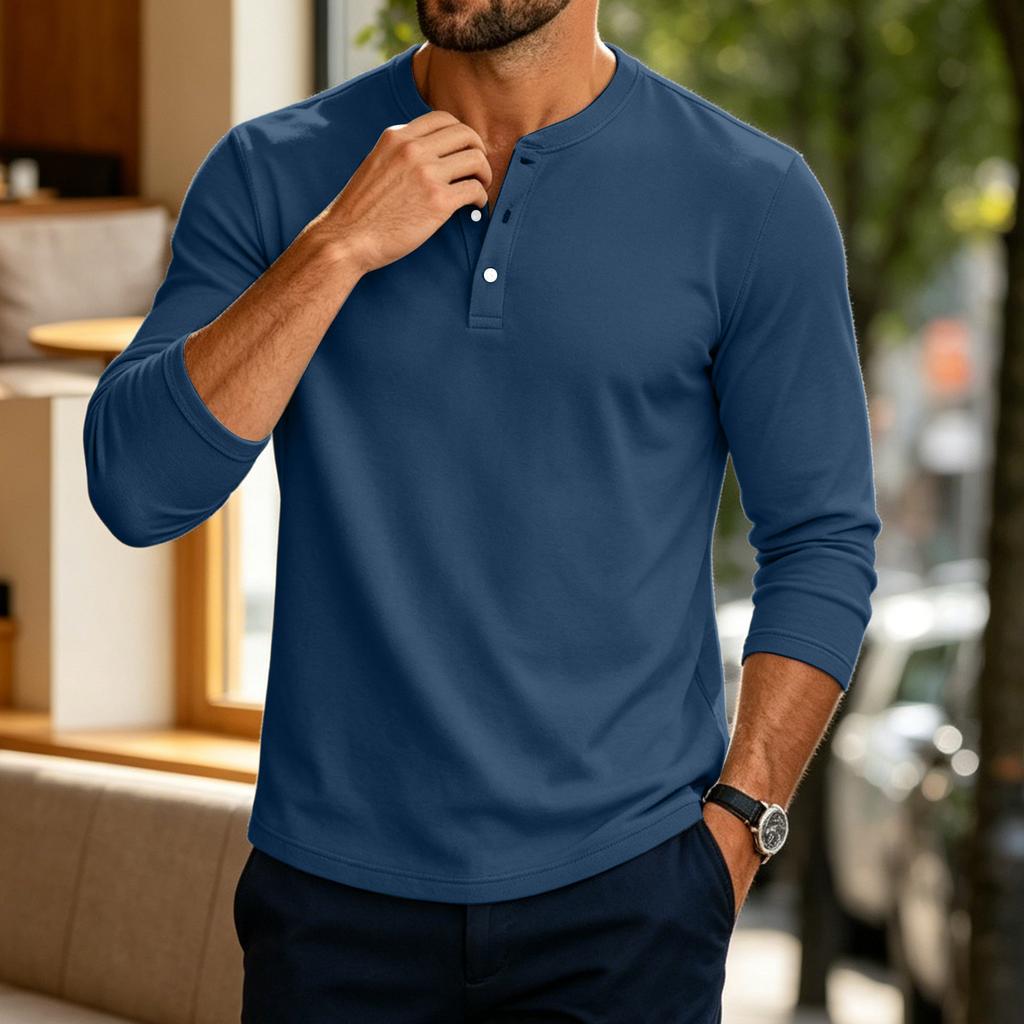 Camicia da Uomo a Maniche Lunghe Colore Top Casual