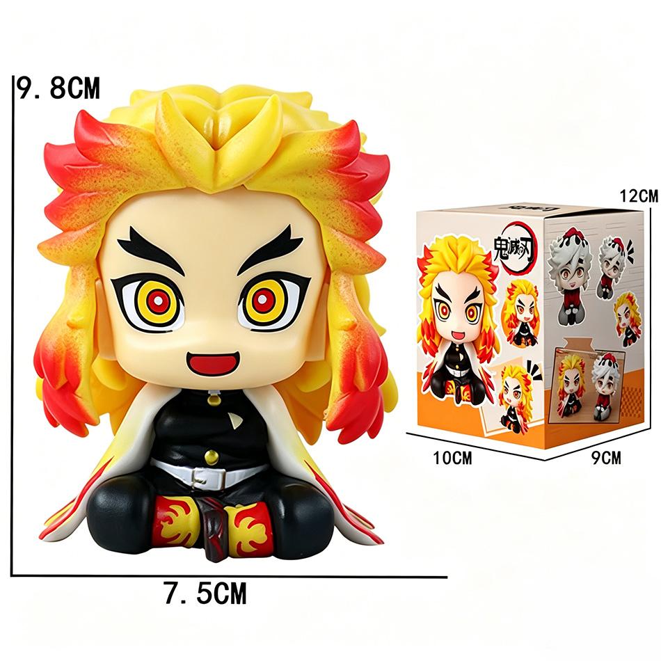 10Cm Anime Merch Tanjirou Doma Sanemi Rengoku Obanai Q Version Pvc Collectible Model Toy For Kids Adults Gifts