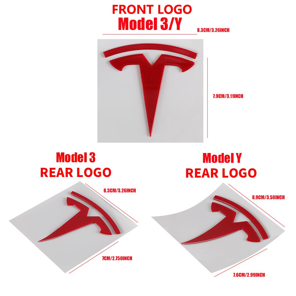 Tesla Logo Model 3 Mode Y Emblem Styling Car Front Hood Badge Stickers Rear Trunk Accessories Auto Replacement Decoration Decals