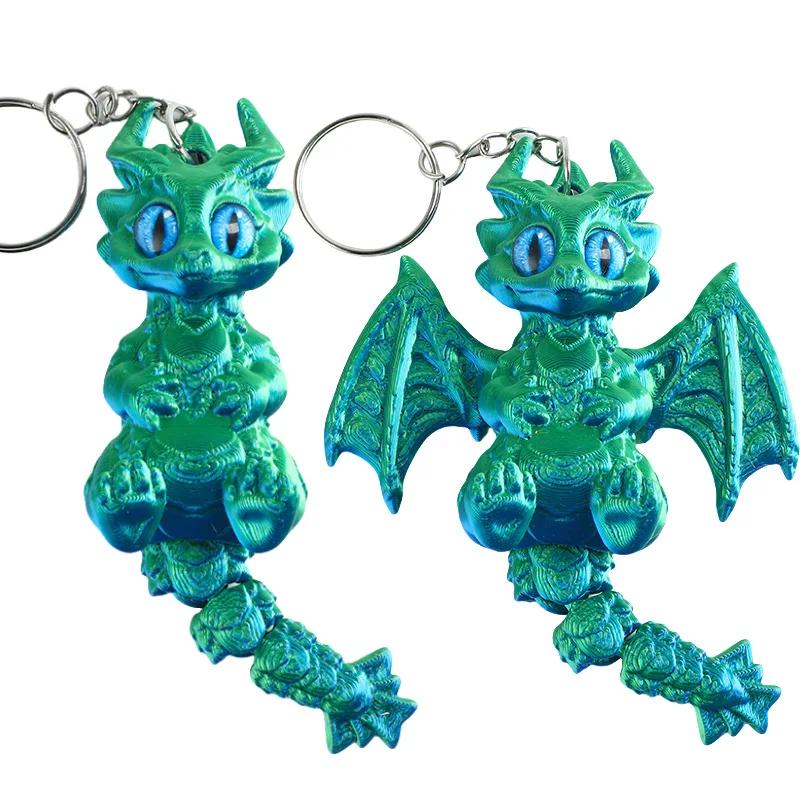 3D Printed Dragon Keychains Articulated Dragons Dragon Fidget Dragons Keychain Ornaments Simulation Model Figurines Statue Gifts