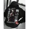 Men's Loose and Casual Fashionable Printed Japanese Anime Hooded Sweatshirt for Autumn and Winter A Warm Comfortable Sport Shirt