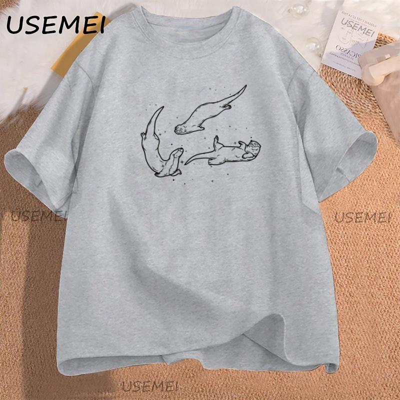 Otter T Shirt Retro 90s Graphic T Shirts Y2k 2000s Nature Tee Casual Cotton Short Sleeve Men Women Round Neck Tshirt Clothes