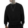 Men's Autumn and Winter Heavy Jacquard Checkerboard Checkerboard T-shirt Men's T-shirt Round Neck Casual Bottoming Shirt Knitted Long-sleeved T-shirt