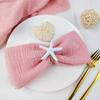 Set of 10 Gauze Cotton Napkins 42x42cm Tassels Two-layer Fold Tea Towel Village Serviette for Wedding Decoration Baby Show Party