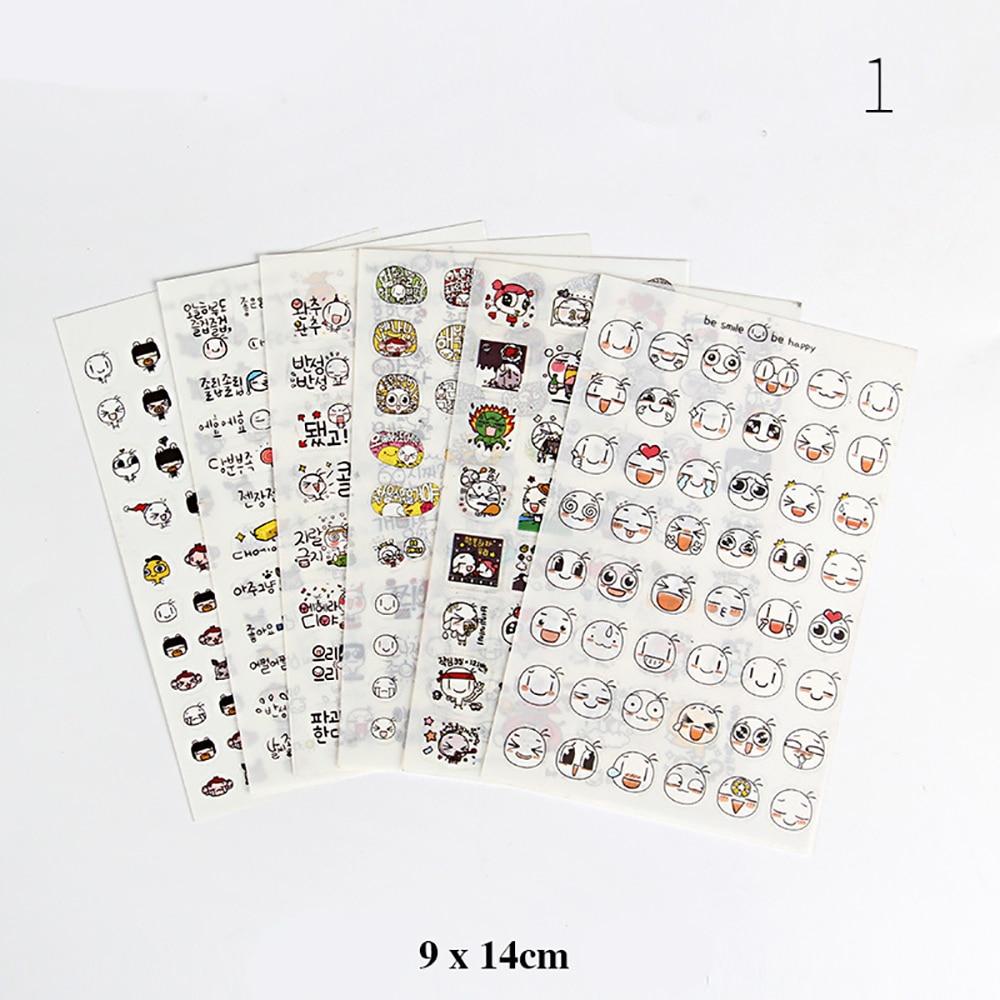 6 Sheets Cartoon Creative Stickers DIY Scrapbook Diary Phone Decorative Stickers Stationery