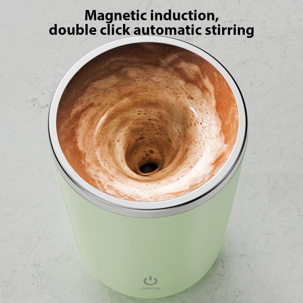 350ml Samomíchací hrnek Dobíjecí Neaxiální Magnetický Hrnek na míchání kávy s víčkem 304 Nerez