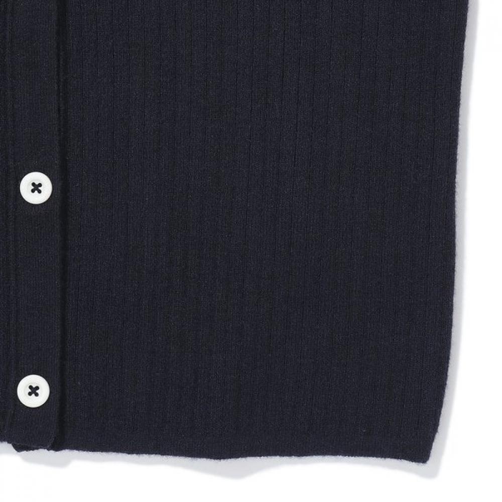 The Coffee Bean   Tea Leaf Navy Ribbed Collar Knit Cardigan Ba14ck01nv
