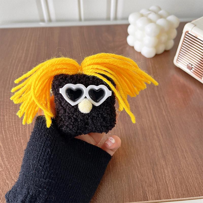 

Plush Funny Big Mouth Sunglasses Doll Mobile Phone Airbag Bracket Back Sticker Retractable Desktop Watching Drama Support Frame